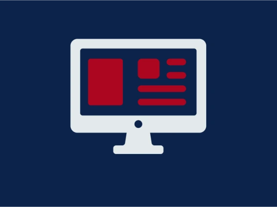 Icon showing a computer with content on screen