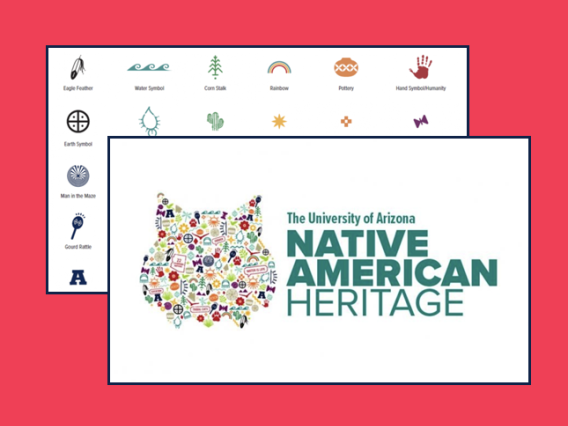 Example of a UArizona Native American Heritage logo, guidelines, graphics and marketing templates