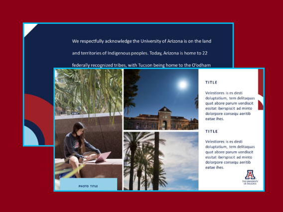 Example of a University of Arizona color graphics and backgrounds for casual presentations