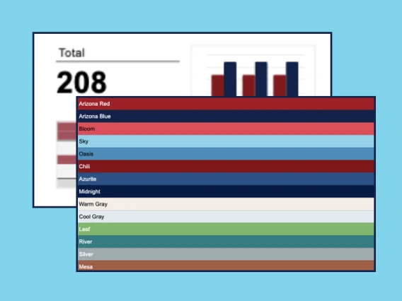 Example of a University of Arizona branded colors saved in a Google Sheets template