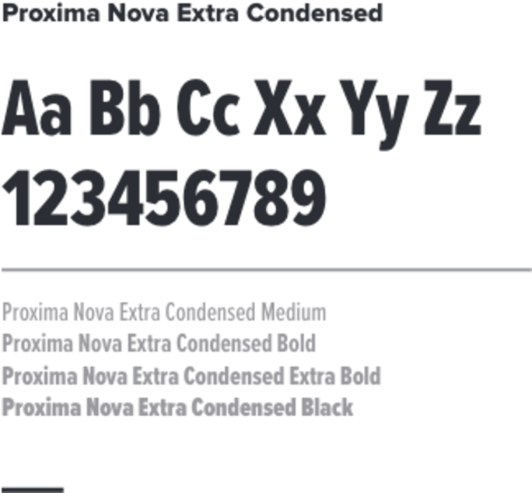 Proxima Nova Extra Condensed typography